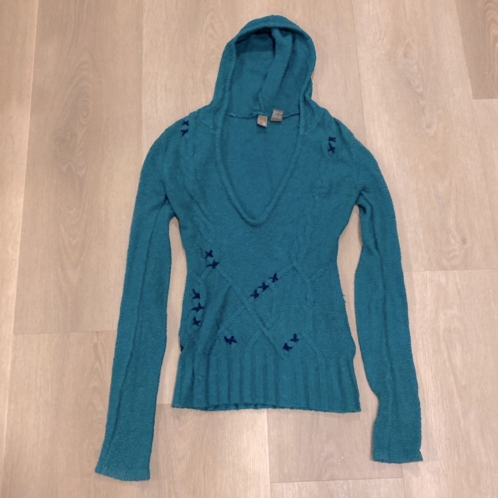 BKE Green Textured Knit Hoodie Sweater Size Small